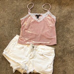 5/$25 Pink lace velvet cami